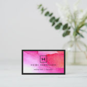 Carte De Visite Logo de boîte avec votre initiale sur l'aquarelle (Debout devant)