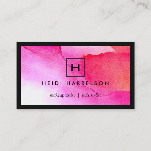 Carte De Visite Logo de boîte avec votre initiale sur l'aquarelle (Devant)