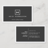 CARTE DE VISITE LOGO DE BOÎTE MODERNE ET SIMPLE AVEC VOTRE INITIAL (Devant / Derrière)