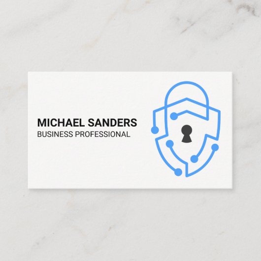 Carte De Visite Logo de bouclier de sécurité technologique bleu mo (Devant)