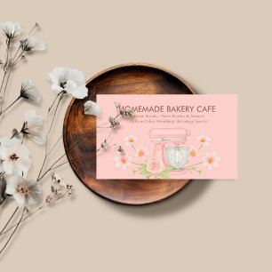 Carte De Visite Logo de boulangerie aquarelle rose floral
