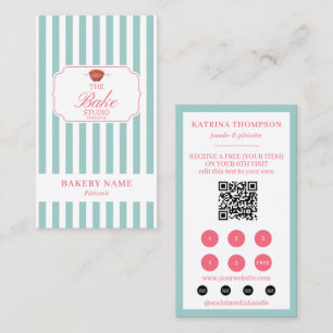 Carte De Visite Logo de boulangerie avec des bandes roses et vert