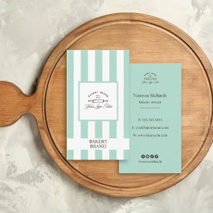 Carte De Visite Logo de boulangerie française vert menthe blanc ra