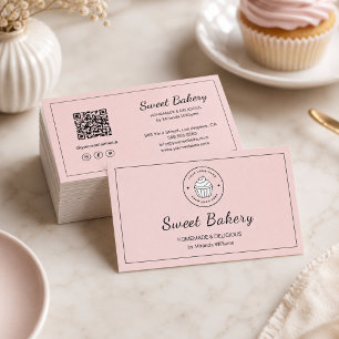 Carte De Visite Logo de boulangerie moderne QR Icônes de médias so