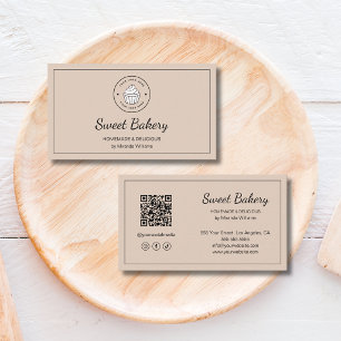 Carte De Visite Logo de Boulangerie Moderne QR Réseaux Sociaux Moc
