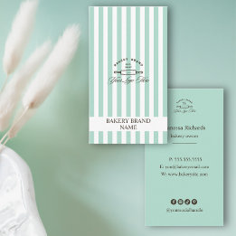 Carte De Visite Logo de boulangerie vert menthe vintage élégant ra