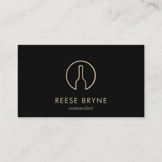 Carte De Visite Logo de bouteille de vin noir sommelier (Devant)