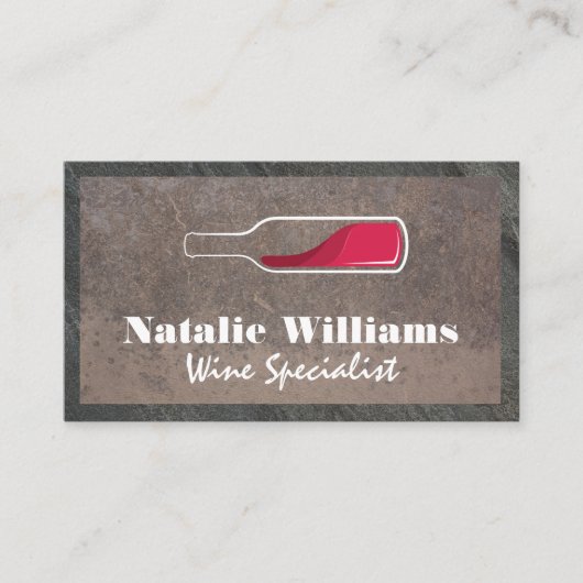 Carte De Visite Logo de bouteille de vin rouge | Fond rustique (Devant)