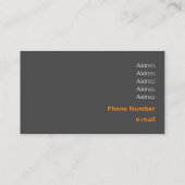 Carte De Visite Logo de Brushstrokies d'art orange régulier (Dos)