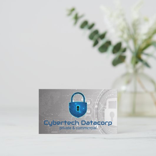 Carte De Visite Logo de cadenas Cyber Tech | Securité (Debout devant)