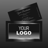 Carte De Visite Logo de cadre argenté noir et blanc de luxe