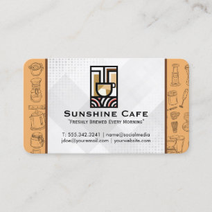 Carte De Visite Logo de café moderne   Motif d'accessoires de café