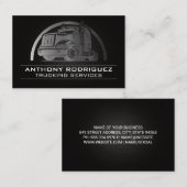 Carte De Visite Logo de camion en métal argenté | Services de tran (Devant / Derrière)