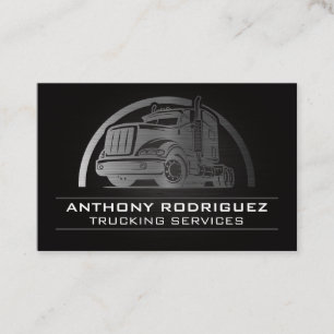 Carte De Visite Logo de camion en métal argenté Services de tran