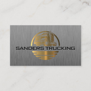 Carte De Visite Logo de camion métal d'or Acier brossé