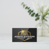 Carte De Visite Logo de camion métal d'or | Black Gloss (Debout devant)