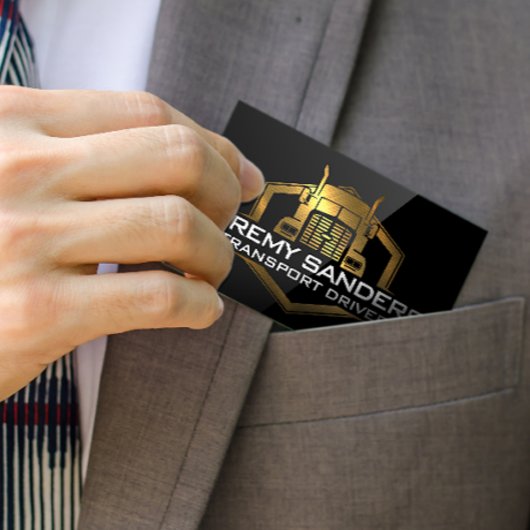 Carte De Visite Logo de camion métal d'or | Black Gloss