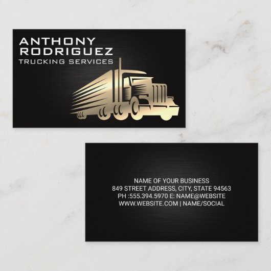 Carte De Visite Logo de camion semi-or (Devant / Derrière)
