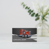 Carte De Visite Logo de camion semi-rouge | Metallique (Debout devant)