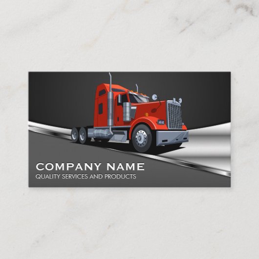Carte De Visite Logo de camion semi-rouge | Metallique (Devant)