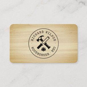 Carte De Visite Logo de charpentier bois rustique apparence profes
