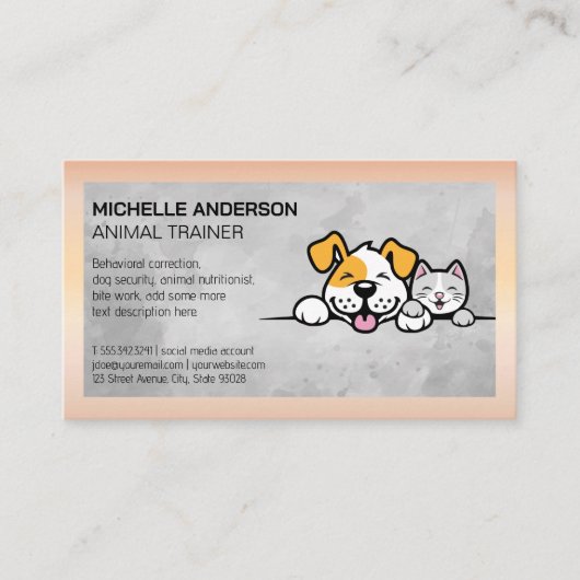 Carte De Visite Logo de chat de chien | Protection des animaux (Devant)