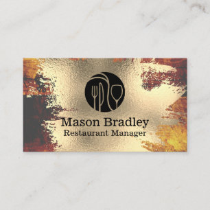 Carte De Visite Logo de chef Feuille d'or Logo de couverts