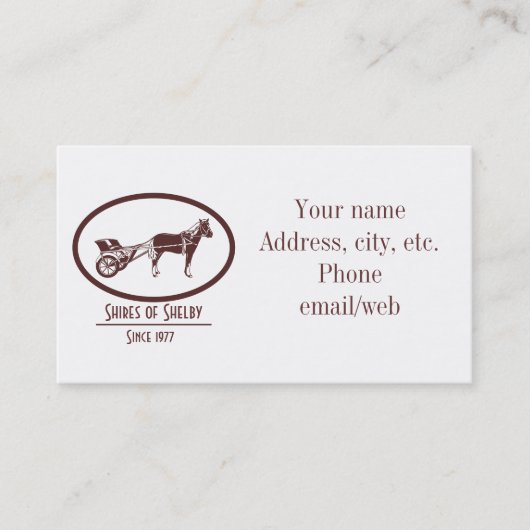 Carte De Visite Logo de cheval et de buggy (Devant)