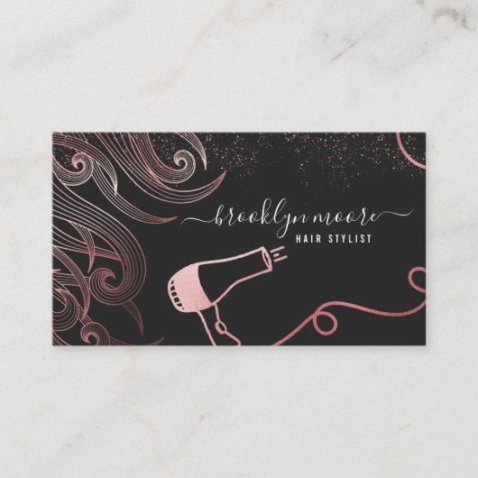 Carte De Visite Logo de cheveux rose Gold Hair Styliste | Élégant (Devant)