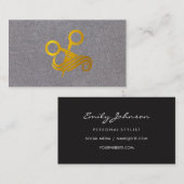 Carte De Visite Logo de ciseaux à cheveux | Fond de texture grise (Devant / Derrière)