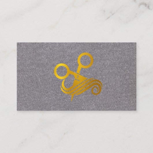 Carte De Visite Logo de ciseaux à cheveux | Fond de texture grise (Devant)