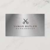 Carte De Visite Logo de ciseaux Barbershop Silver Metallic (Devant)