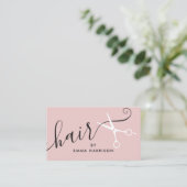 Carte De Visite Logo de ciseaux blancs de coiffeur rose moderne (Debout devant)