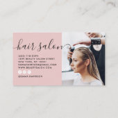 Carte De Visite Logo de ciseaux blancs de coiffeur rose moderne (Dos)