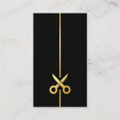 Carte De Visite Logo de ciseaux dorés barbier noir  (Devant)