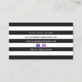 Carte De Visite Logo de citron noir blanc rayures de médias sociau (Dos)