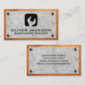 Carte De Visite Logo de clé | Bois de béton et vis métalliques (Devant / Derrière)
