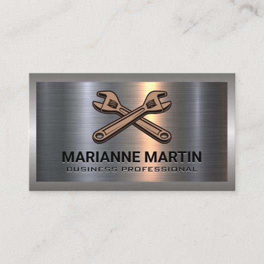 Carte De Visite Logo de clé croisée | Aluminium métallique (Devant)