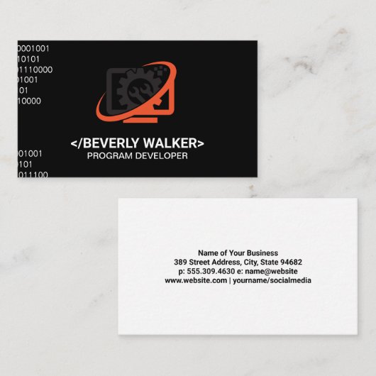 Carte De Visite Logo de clé de l'ordinateur | Codage (Devant / Derrière)