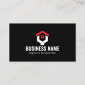 Carte De Visite Logo de clé de toit de maison de construction noir (Devant)