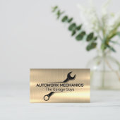 Carte De Visite Logo de clé mécanique | Services Auto | Metallique (Debout devant)