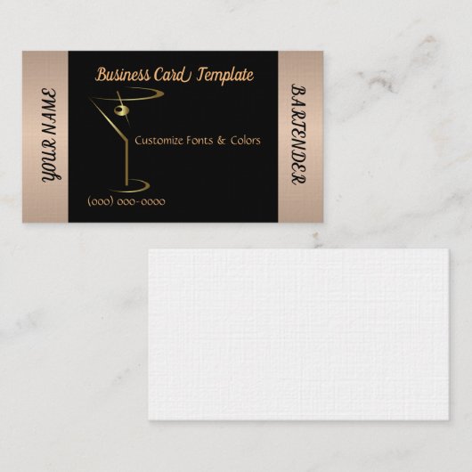 Carte De Visite Logo de cocktail Bartender Martini  (Devant / Derrière)