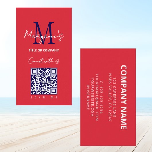 Carte De Visite Logo de code QR à balayage blanc rouge