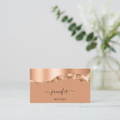 Carte De Visite Logo de code QR Abstrait Cuivre Stroke Brown (Debout devant)