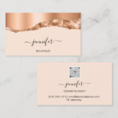 Carte De Visite Logo de code QR Abstrait en cuivre AVC Pastel (Devant / Derrière)