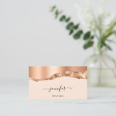 Carte De Visite Logo de code QR Abstrait en cuivre AVC Pastel (Debout devant)