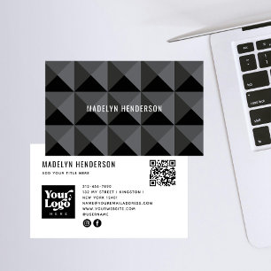 Carte De Visite Logo de code QR Abstrait Géométrique moderne Gras