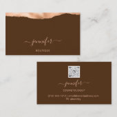 Carte De Visite Logo de code QR Abstraite pinceau Brown (Devant / Derrière)