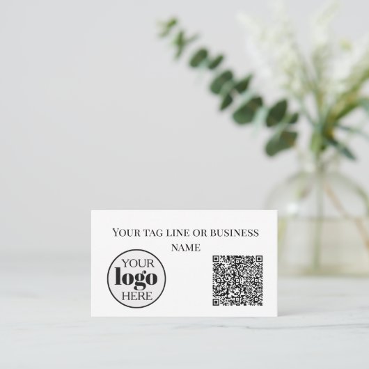 Carte De Visite Logo de code QR blanc simple (Debout devant)