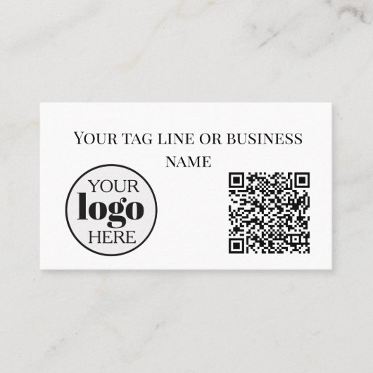 Carte De Visite Logo de code QR blanc simple (Devant)